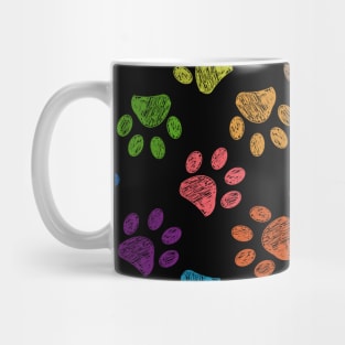 Colorful vibrant colored doodle paw prints Mug